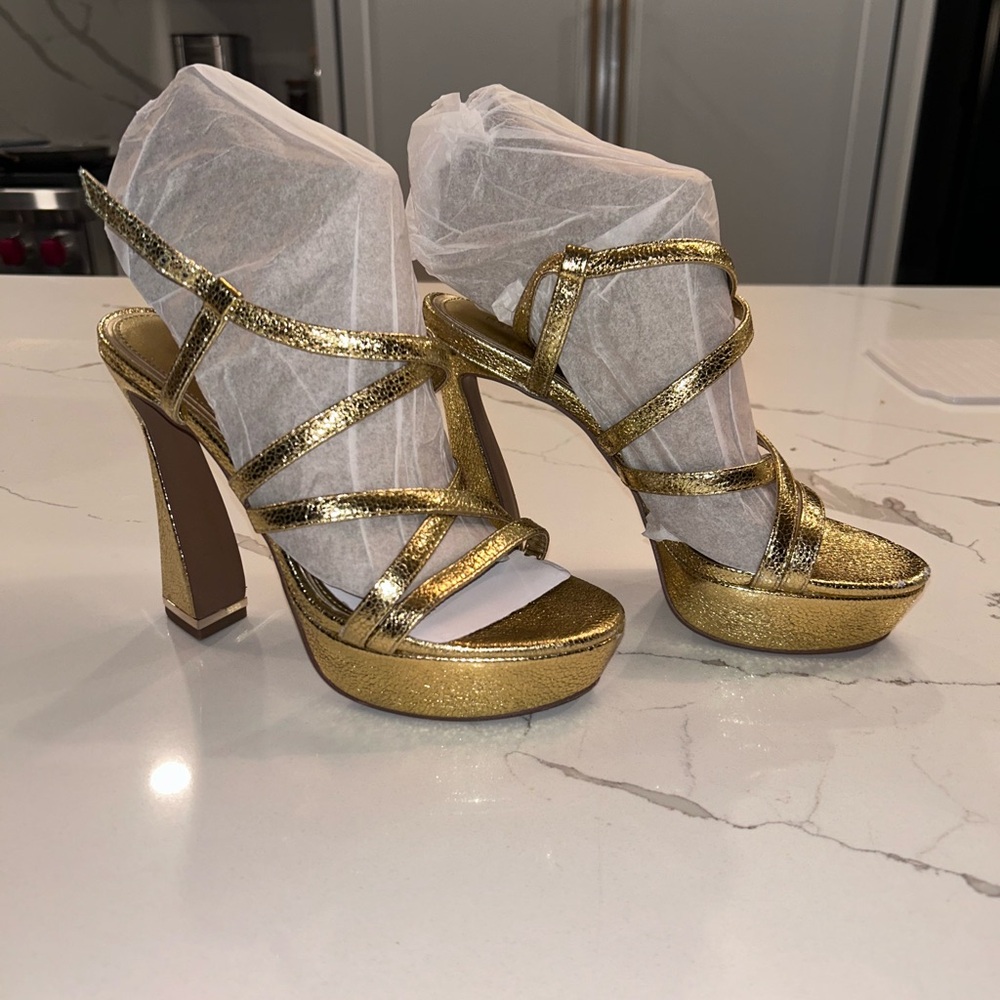Kenneth Cole Metallic Gold Platform Heels